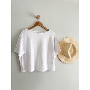 Madewell | NWT Embroidered Boxy Tee White Short Sleeve Knit Top | Sz XS